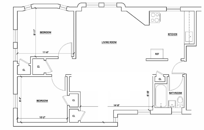 2 beds, $3,200, Unit 4