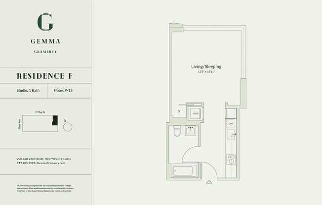 Studio, 1 bath, $4,495, Unit 12F