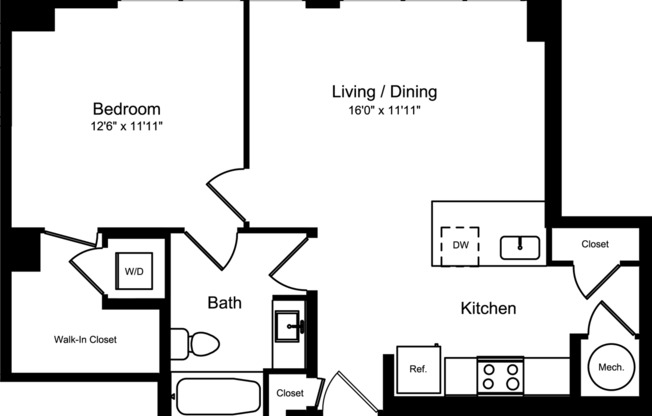 1 bed, 1 bath, 726 sqft, $2,723, Unit 205