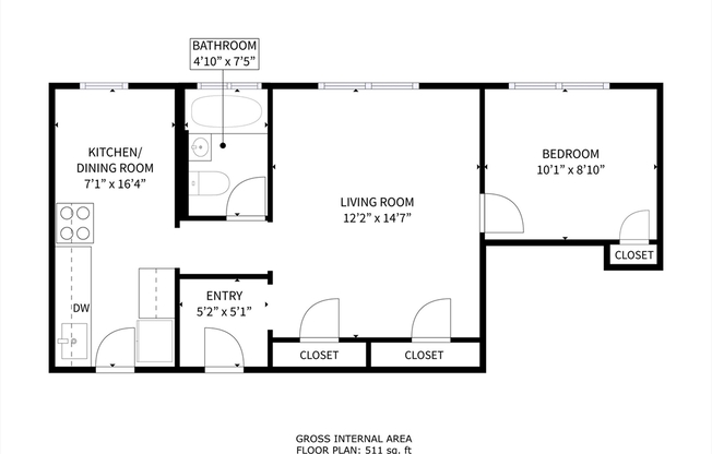 1 bed, 1 bath, 550 sqft, $2,195, Unit 7