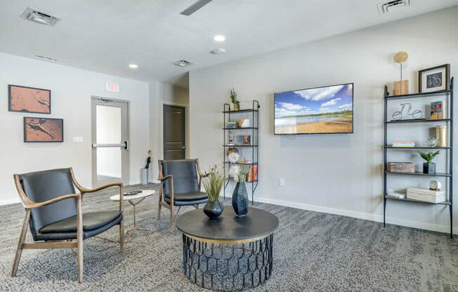 Leasing lounge at The Villas at Falling Waters townhomes for rent in West Omaha