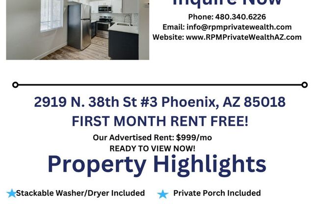 1 bed, 1 bath, $999