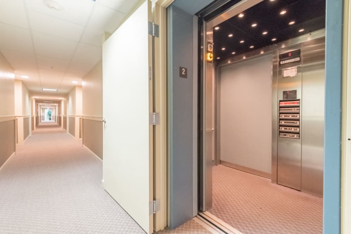 photo of elevator and interior hallway