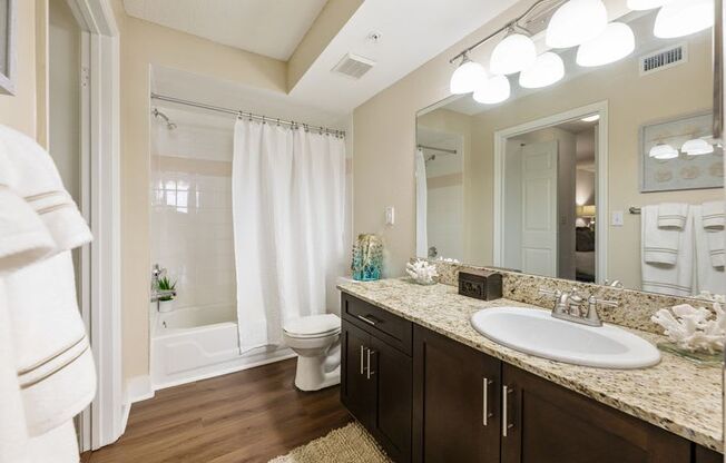 a bathroom with a sink and a toilet and a shower