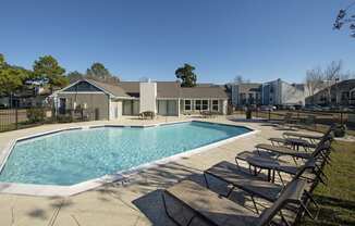 sparking swimming pool in our pearland apartment community