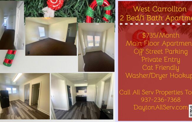 Cat Friendly 2 Bedroom in West Carrollton!