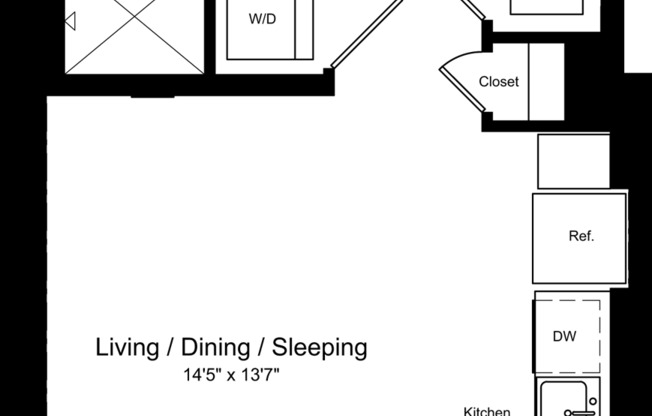 Studio, 1 bath, 419 sqft, $1,780, Unit 309