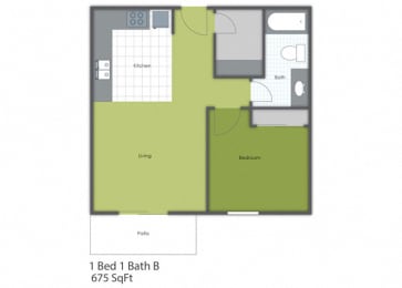 1 bed, 1 bath, 675 sqft, $1,150