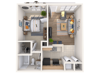 Studio, 1 bath, 552 sqft, $1,565