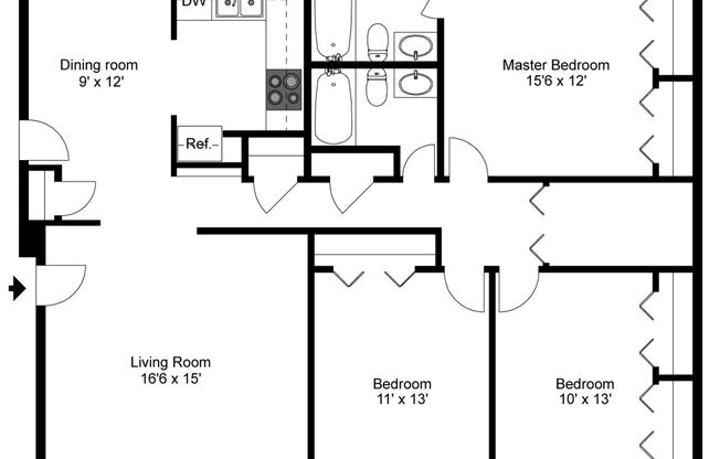 3 beds, 2 baths, 1,330 sqft, $1,950, Unit 75603b