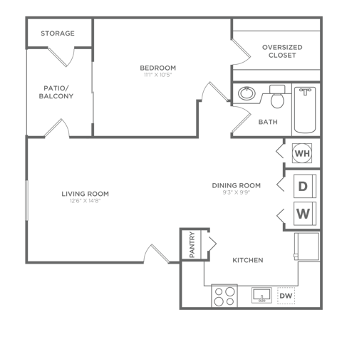 1 bed, 1 bath, 755 sqft, $1,979
