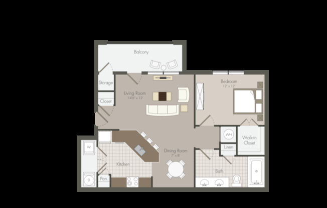 1 bed, 1 bath, 796 sqft, $1,184