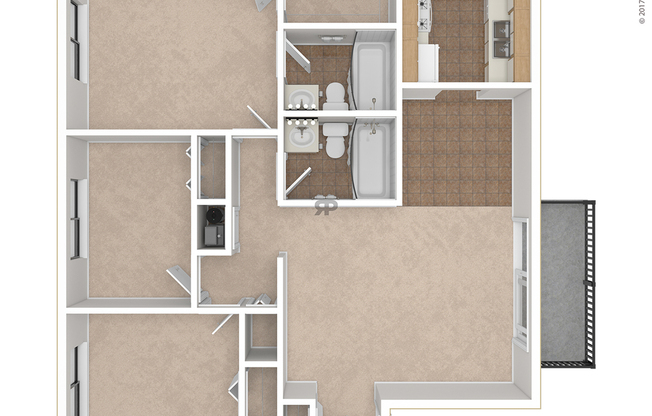 3 beds, 2 baths, 1,014 sqft, $1,100