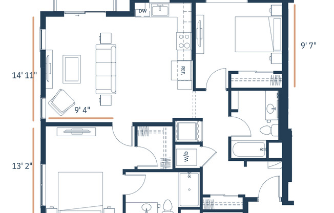 2 beds, 2 baths, 1,065 sqft, $2,167, Unit 311