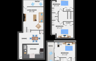 3 beds, 2.5 baths, 1,210 sqft, $2,390
