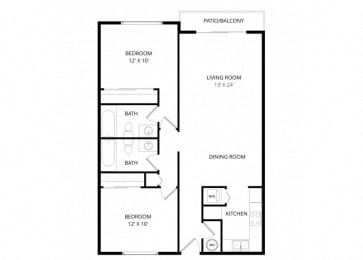 2 beds, 2 baths, 970 sqft, $2,180