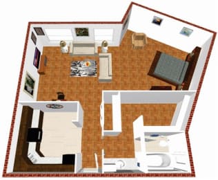 Studio, 1 bath, 580 sqft, $1,663