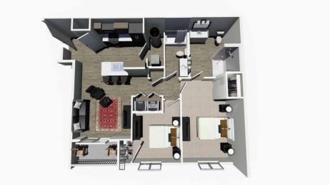 2 beds, 2 baths, 1,005 sqft, $1,298