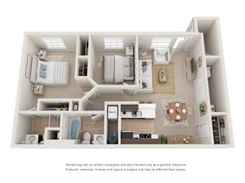 2 beds, 2 baths, 997 sqft, $1,535