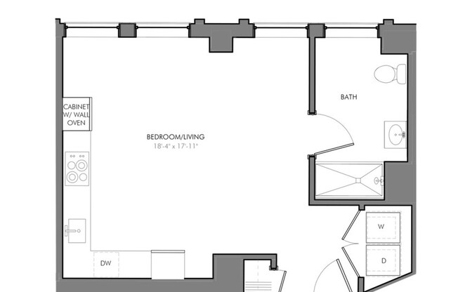 Studio, 1 bath, 402 sqft, $1,900, Unit 503
