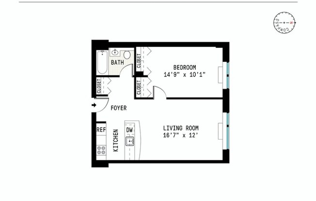 1 bed, 1 bath, 600 sqft, $3,800, Unit N3E