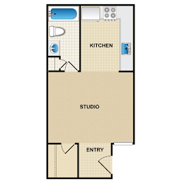 Studio, 1 bath, 370 sqft, $878