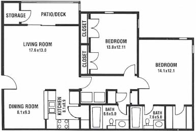 2 beds, 2 baths, 989 sqft, $1,199