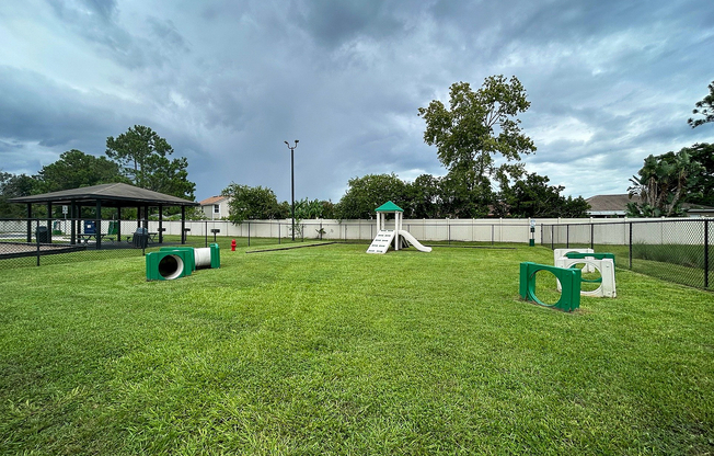 Explore the enjoyment your pet will have in this spacious, well-equipped dog park!