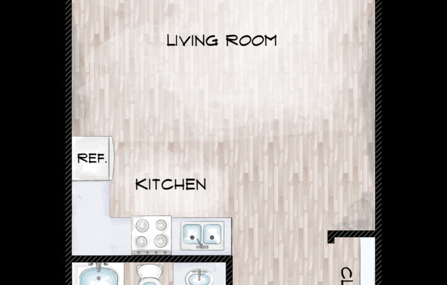 Studio, 1 bath, 300 sqft, $879, Unit 215