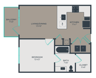 1 bed, 1 bath, 637 sqft, $1,379