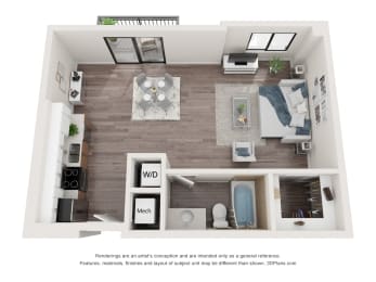 Studio, 1 bath, 625 sqft, $1,783