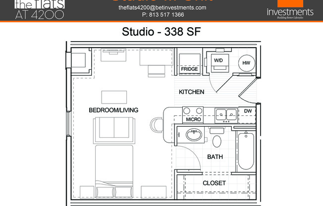 1 bed, 1 bath, 405 sqft, $1,325