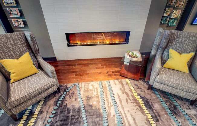 Fireplace Sitting Area at Civic at Frisco Square Apartments, Frisco, 75034