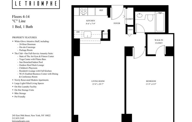 1 bed, 1 bath, 688 sqft, $5,576.92