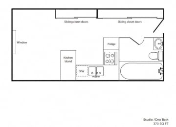 Studio, 1 bath, 370 sqft, $1,550