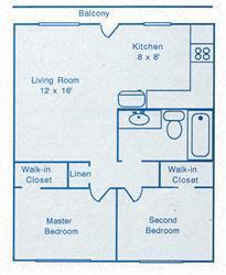 2 beds, 1 bath, 880 sqft, $1,145, Unit 202