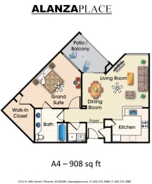 1 bed, 1 bath, 908 sqft, $1,319