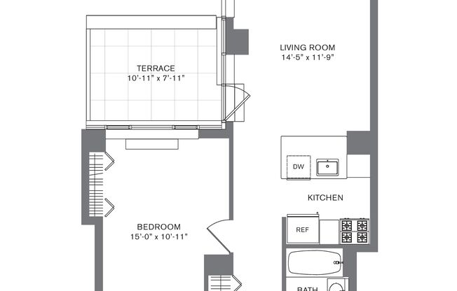 1 bed, 1 bath, 636 sqft, $6,706, Unit 917