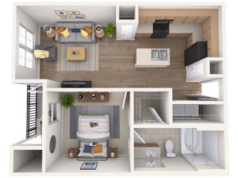 1 bed, 1 bath, 624 sqft, $1,279