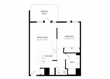 1 bed, 1 bath, 708 sqft, $1,485