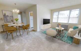 living and dining room at jetu apartments for rent in washington dc