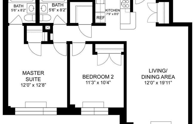 2 beds, 2 baths, $4,500, Unit B205