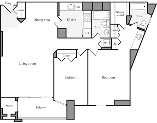 2 beds, 2 baths, 1,080 sqft, $3,416, Unit 1807