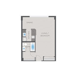 Studio, 1 bath, 439 sqft, $1,625