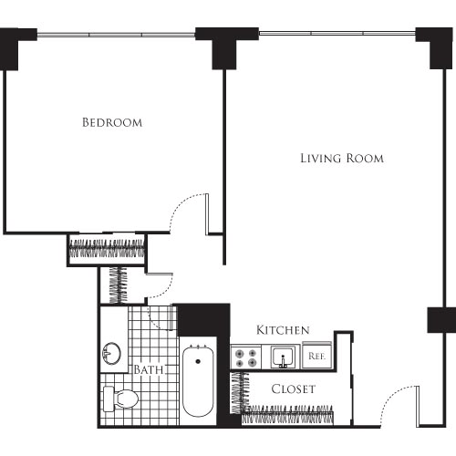 1 bed, 1 bath, 580 sqft, $2,322