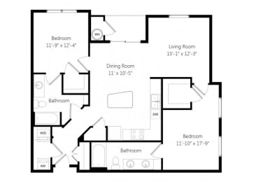2 beds, 2 baths, 1,112 sqft, $1,735