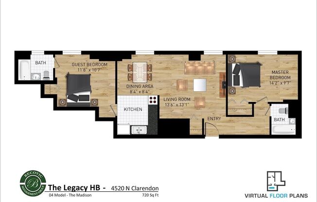 2 beds, 2 baths, 738 sqft, $2,500, Unit 304