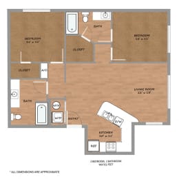 2 beds, 2 baths, 969 sqft, $1,750