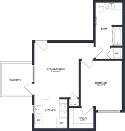 1 bed, 1 bath, 596 sqft, $3,301