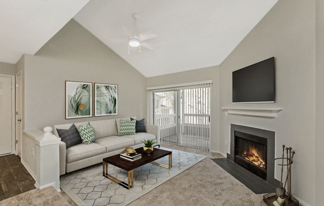 Modern Living Room at Beacon Ridge Apartments, PRG Real Estate Management, Greenville
